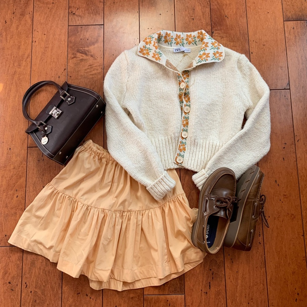 Zara Cream Sweater with Floral Accents